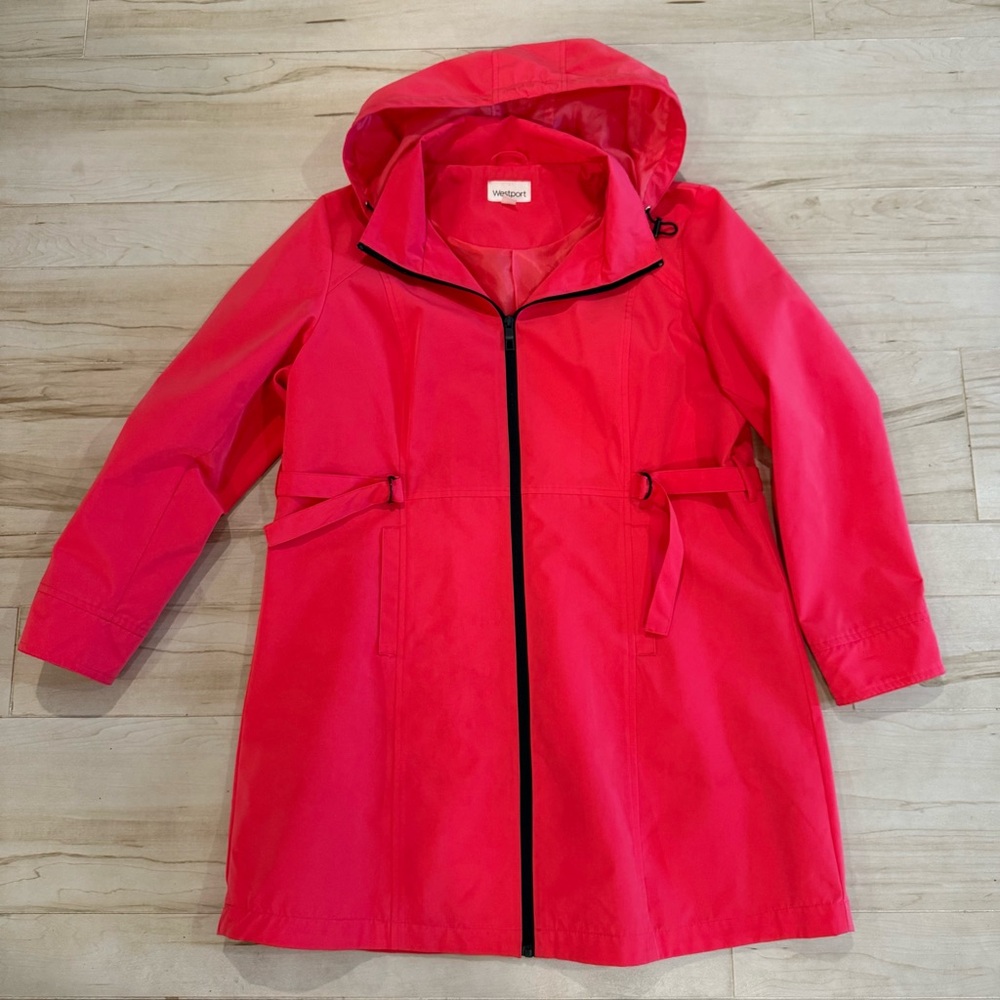 Westport Hot Pink 💖🌸🌷 Water-Resistant Hooded Rain Jacket Size XL